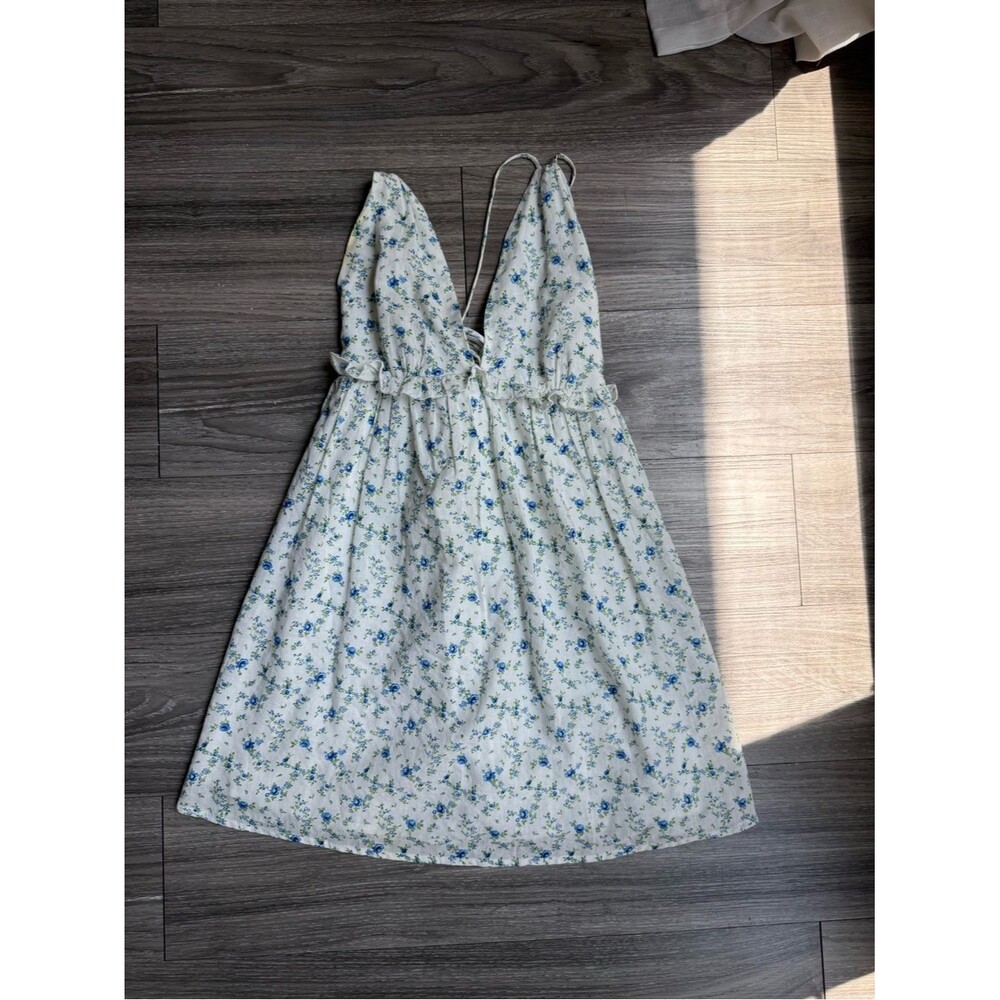 Sky to Moon Ditsy Floral Open Back Mini Dress Prairie Cottagecore Small